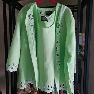 Bob Mackie Wearable Art Twin Set Jacket And Top With Embroidery
